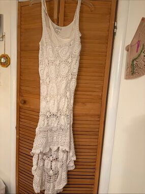 Billabong White Crochet High-Low Maxi Dress